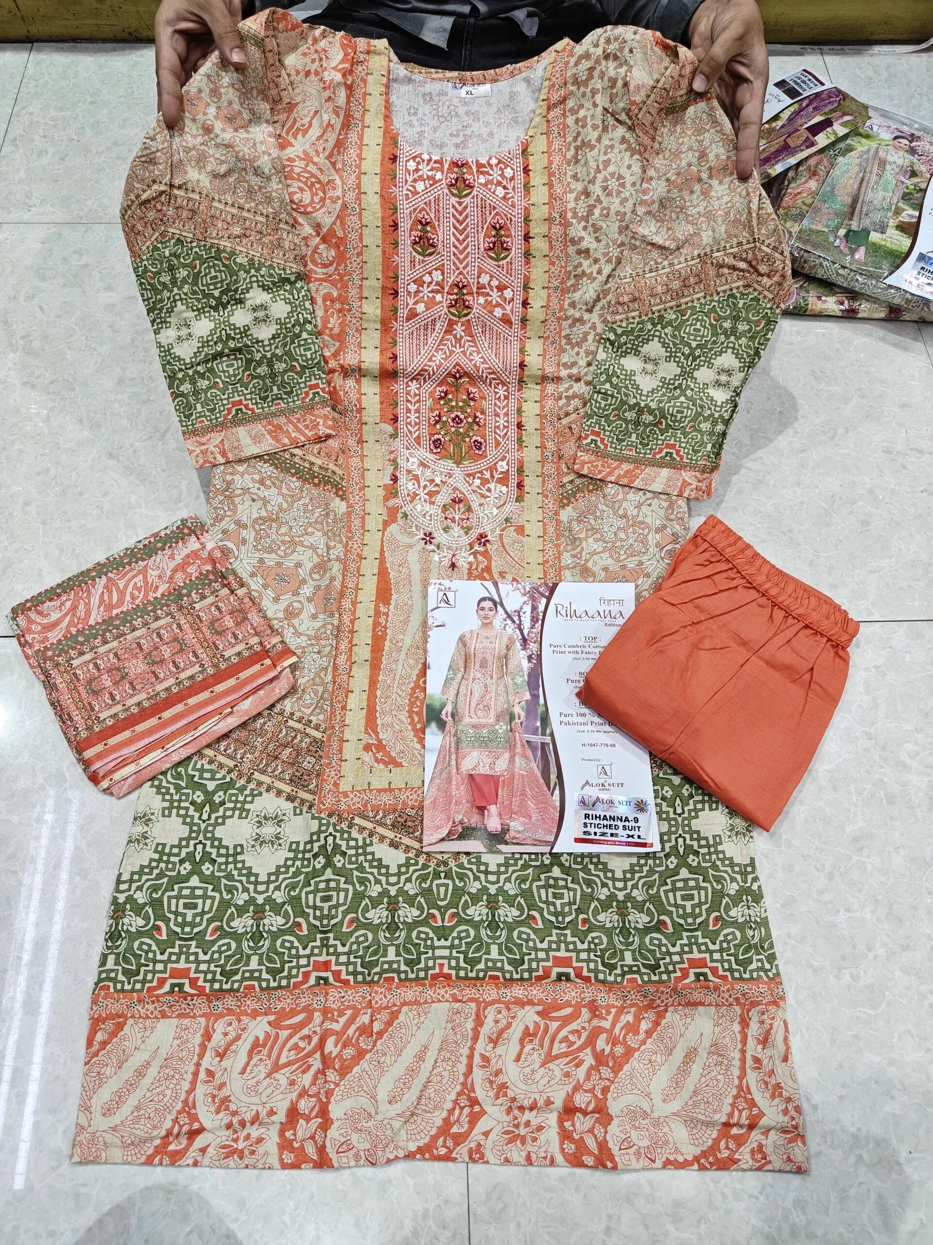 Designer Suit Readymade | Pure Cambric Cotton with Embroidery