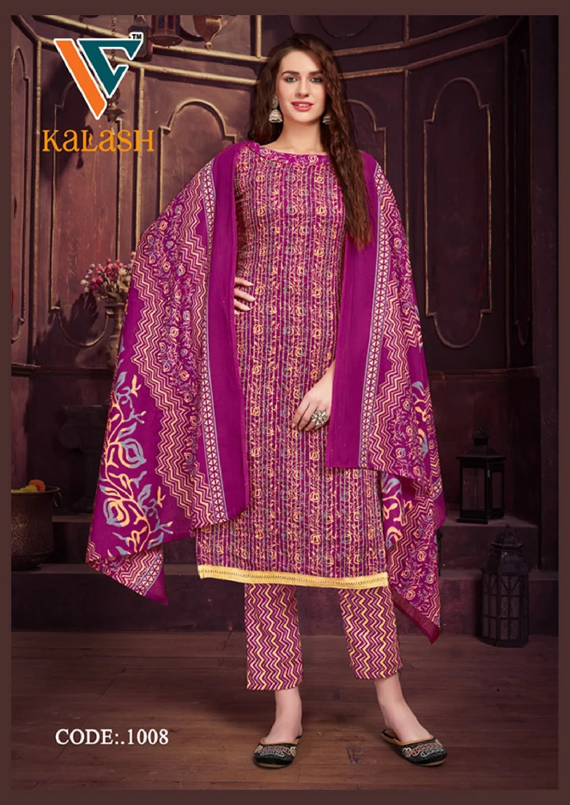 Vandana Creation - Pure Cotton Thread Work Pant Style Readymade Suits with Lace