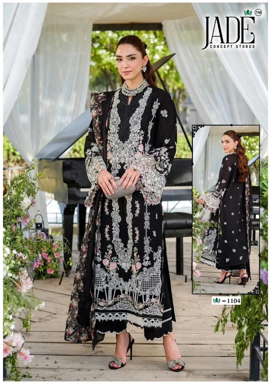 Jade Crimson - Exclusive Heavy Lawn Unstitched Dress Material with Cotton Dupatta