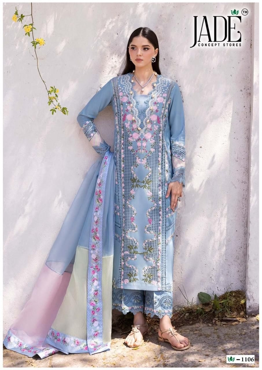 Jade Crimson - Exclusive Heavy Lawn Unstitched Dress Material with Cotton Dupatta