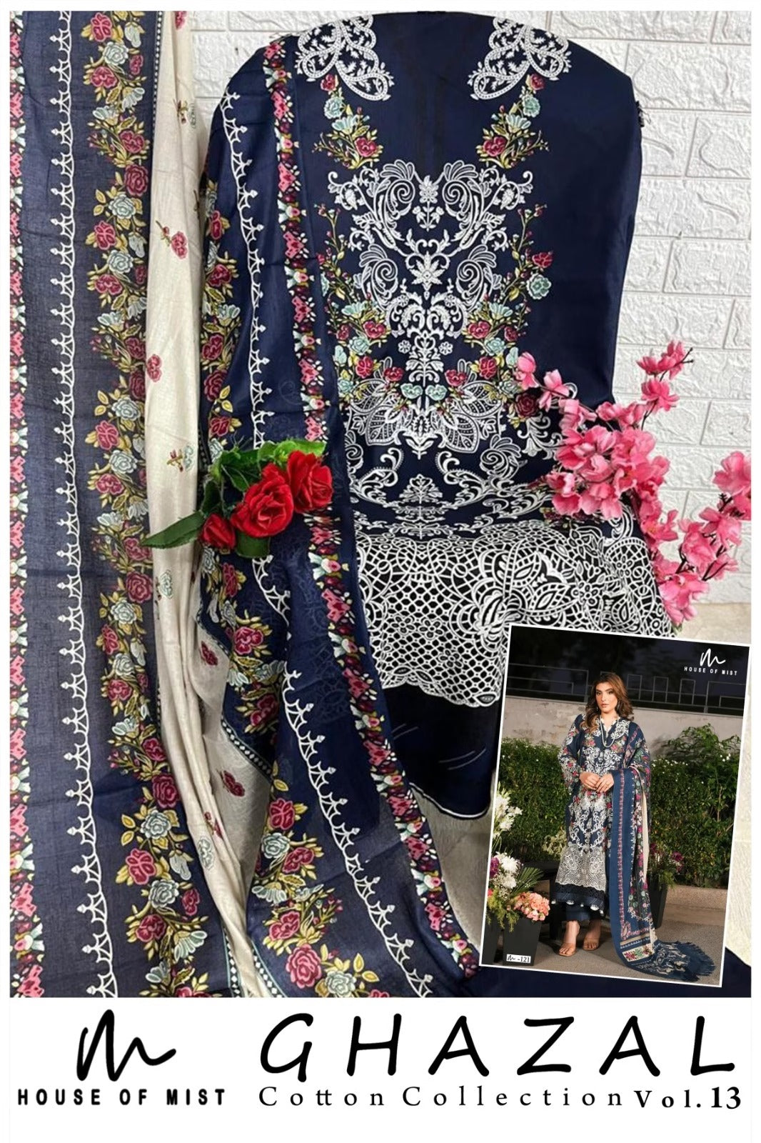 Ghazal Pure Cotton Unstitched Suit Set with Dupatta | Premium Cotton Dress Material