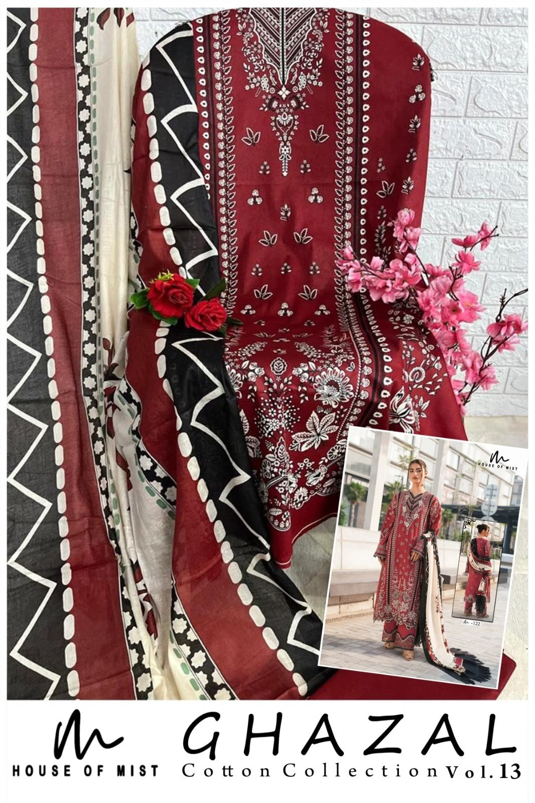 Ghazal Pure Cotton Unstitched Suit Set with Dupatta | Premium Cotton Dress Material