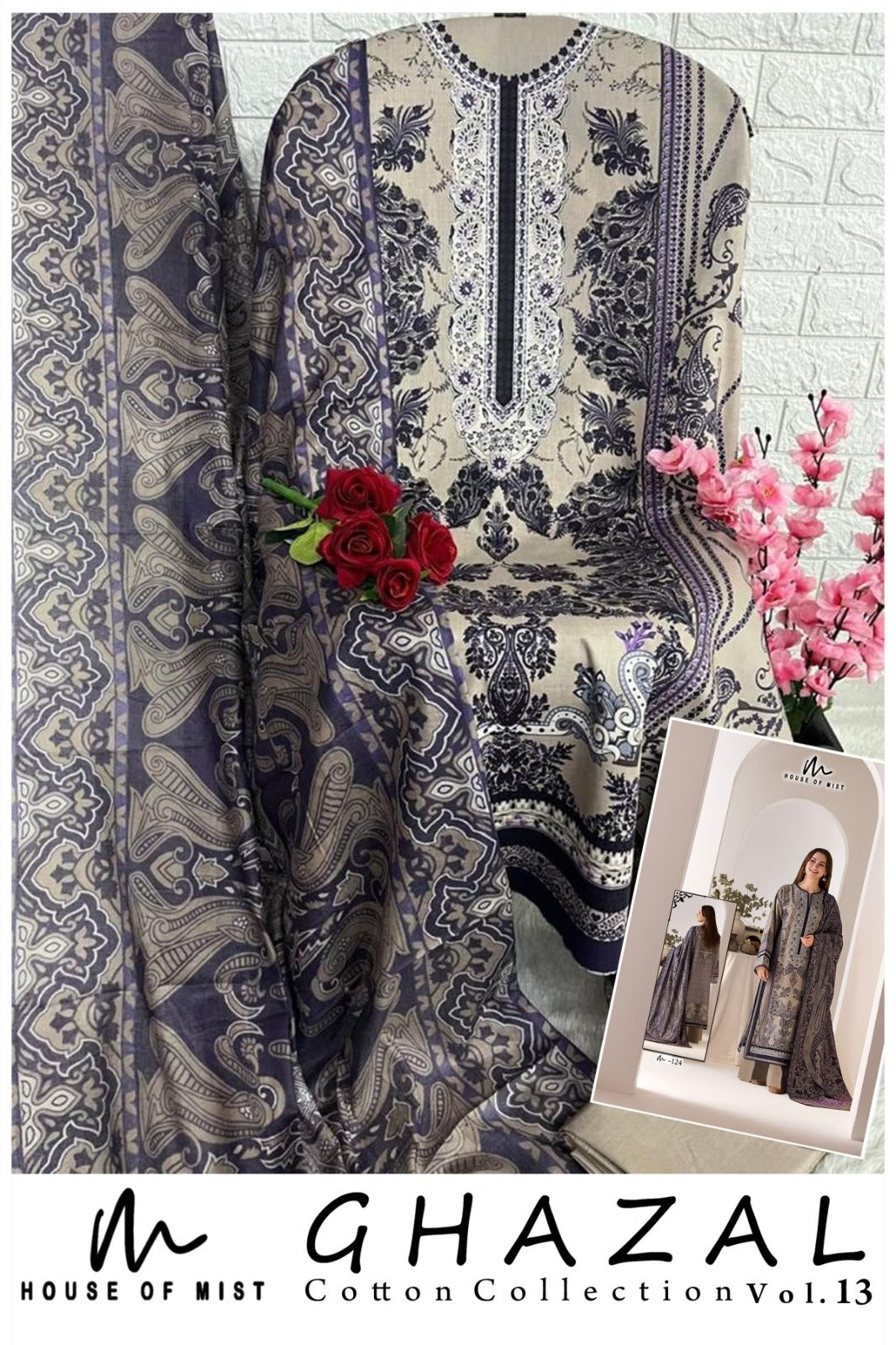 Ghazal Pure Cotton Unstitched Suit Set with Dupatta | Premium Cotton Dress Material
