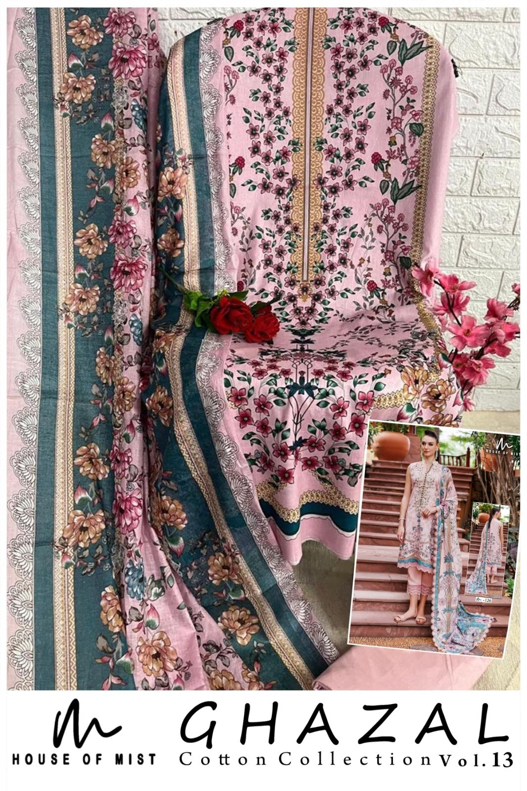 Ghazal Pure Cotton Unstitched Suit Set with Dupatta | Premium Cotton Dress Material