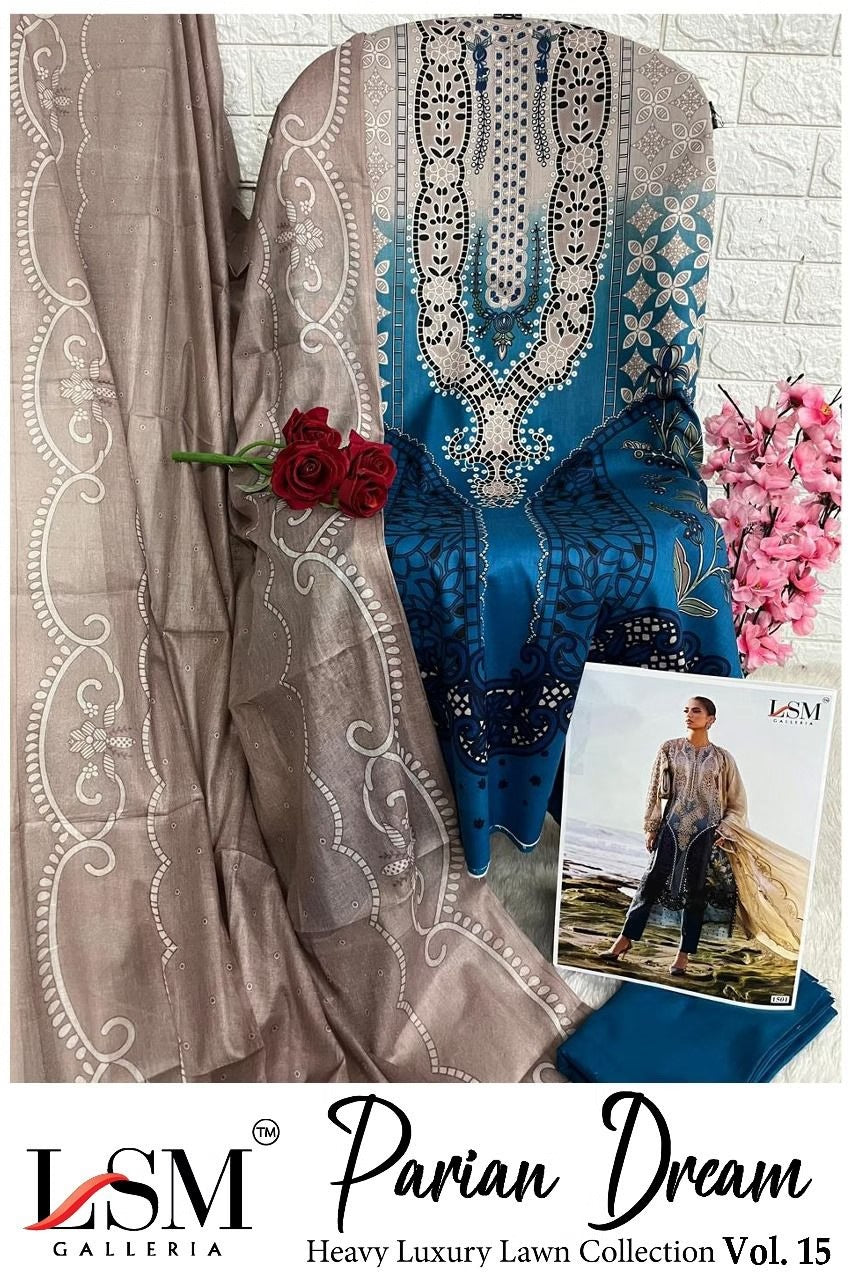 Parian Dream - Heavy Luxury Lawn Dress Material with Cotton Dupatta - Premium Unstitched Suit