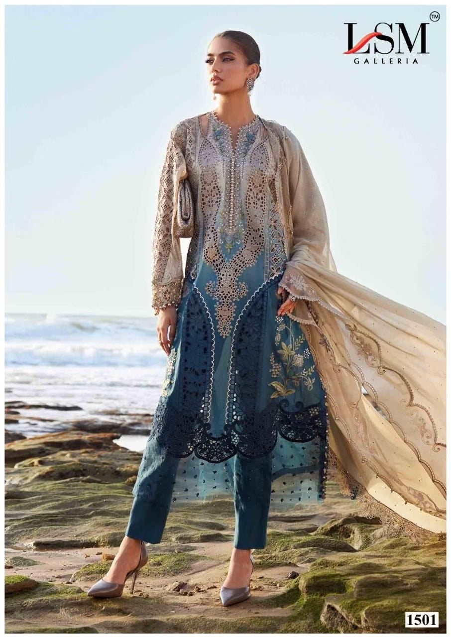 Parian Dream - Heavy Luxury Lawn Dress Material with Cotton Dupatta - Premium Unstitched Suit