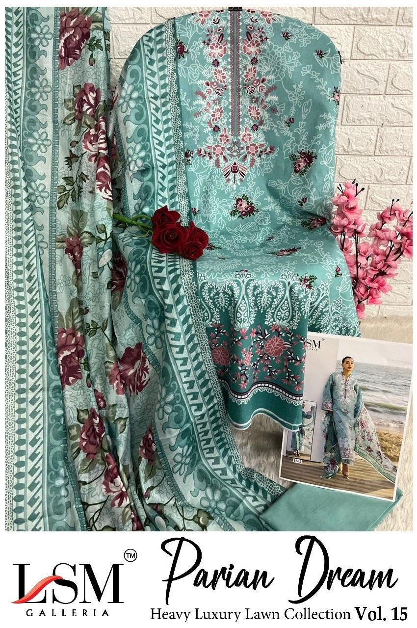 Parian Dream - Heavy Luxury Lawn Dress Material with Cotton Dupatta - Premium Unstitched Suit