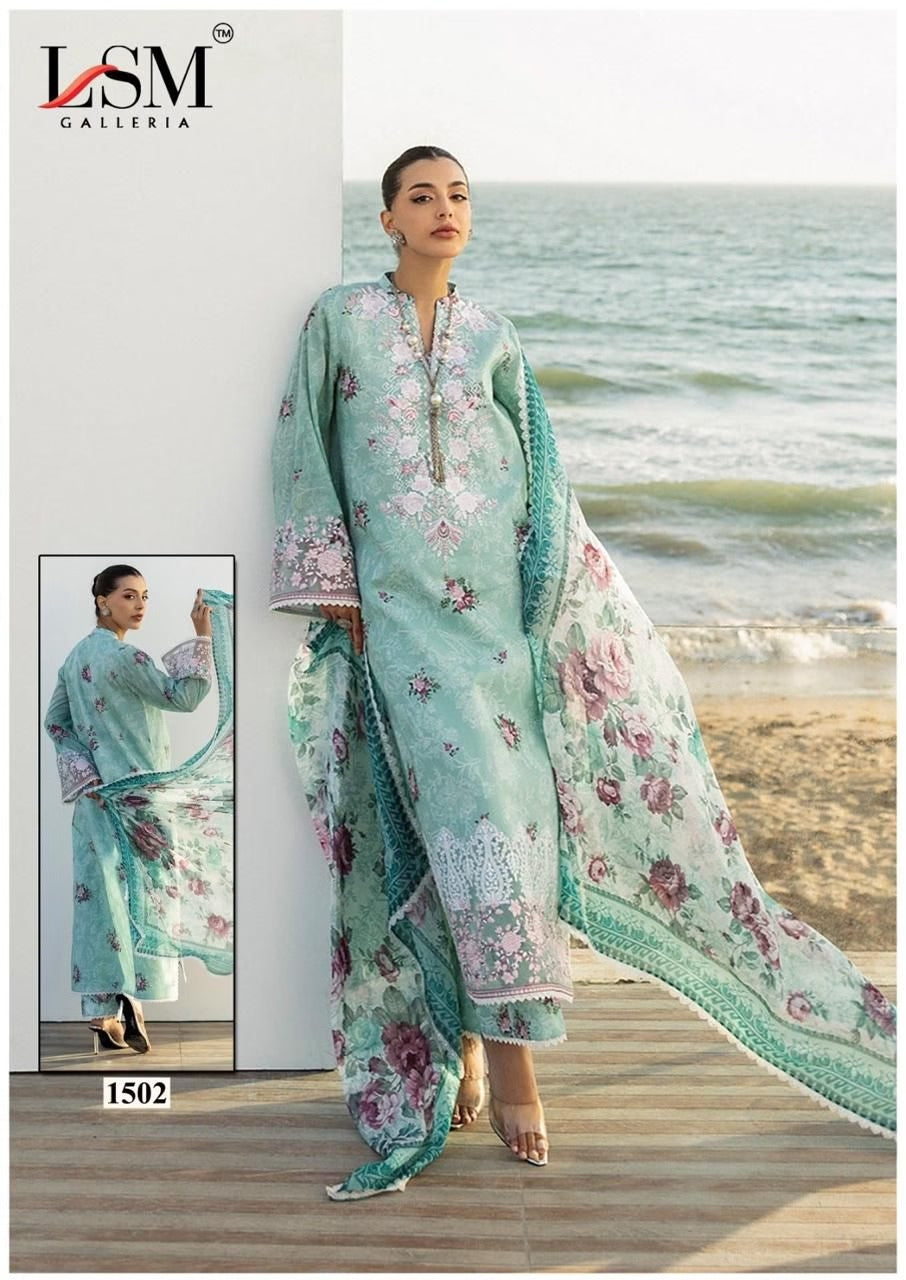 Parian Dream - Heavy Luxury Lawn Dress Material with Cotton Dupatta - Premium Unstitched Suit