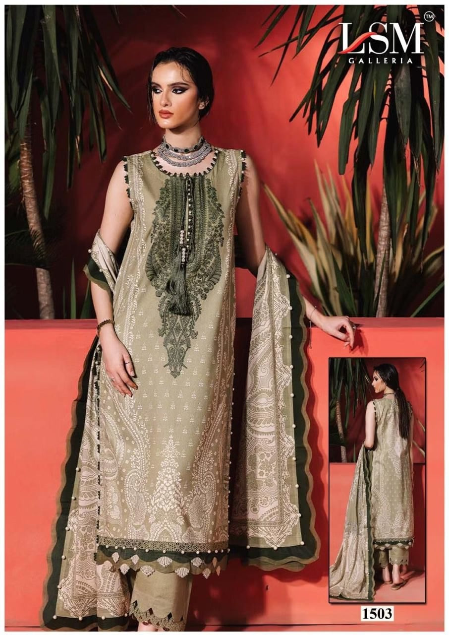 Parian Dream - Heavy Luxury Lawn Dress Material with Cotton Dupatta - Premium Unstitched Suit