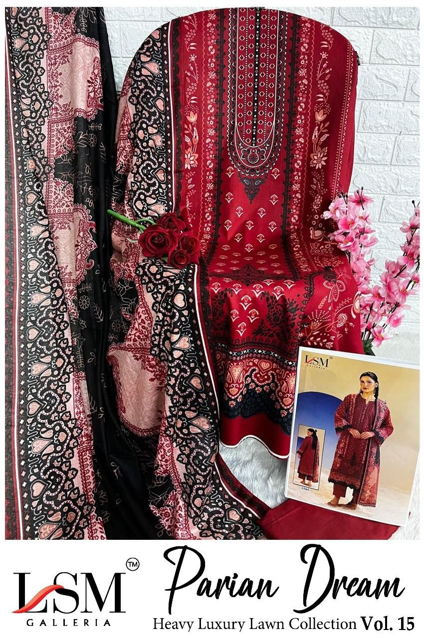 Parian Dream - Heavy Luxury Lawn Dress Material with Cotton Dupatta - Premium Unstitched Suit