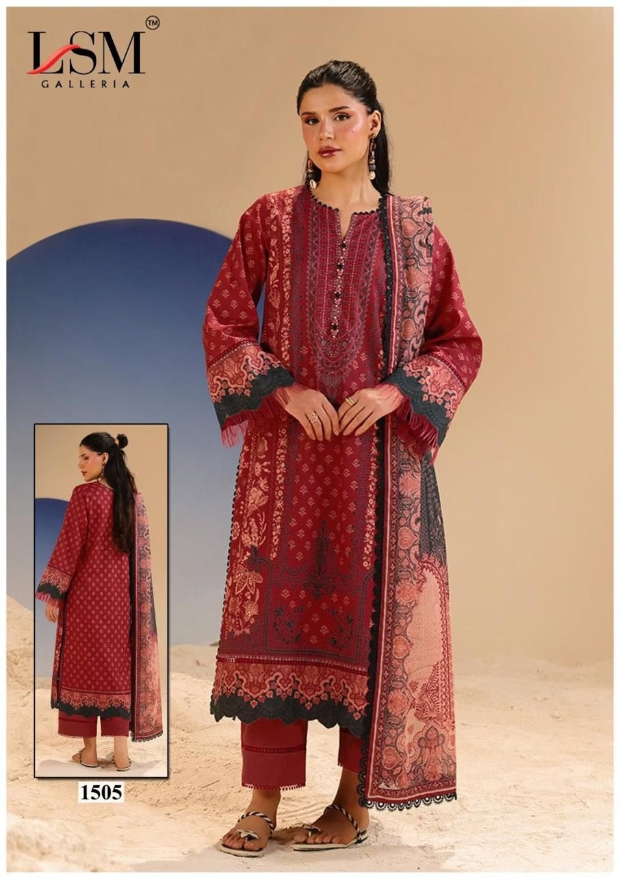 Parian Dream - Heavy Luxury Lawn Dress Material with Cotton Dupatta - Premium Unstitched Suit
