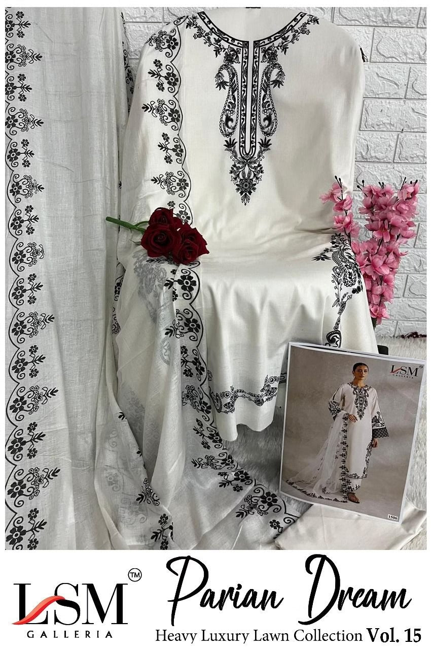 Parian Dream - Heavy Luxury Lawn Dress Material with Cotton Dupatta - Premium Unstitched Suit