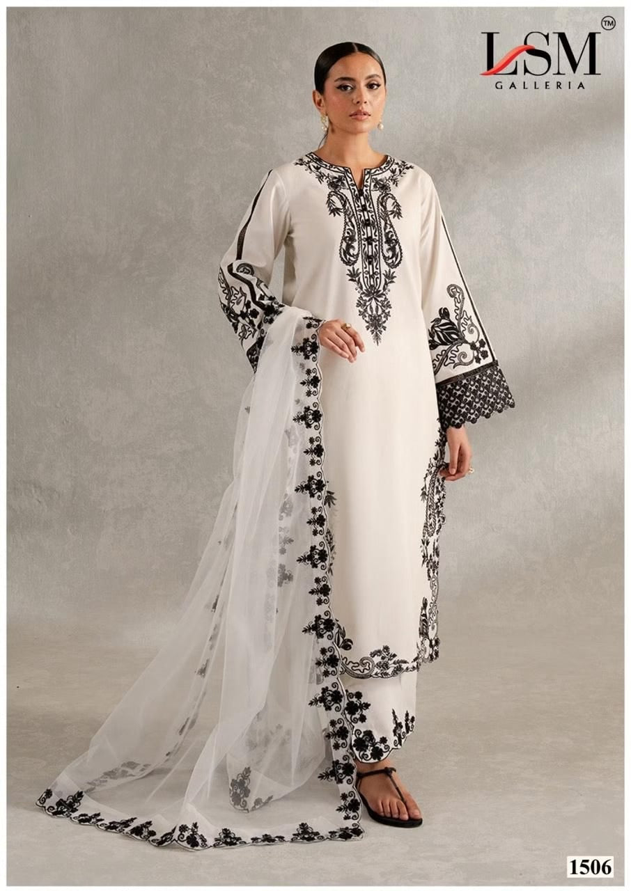 Parian Dream - Heavy Luxury Lawn Dress Material with Cotton Dupatta - Premium Unstitched Suit