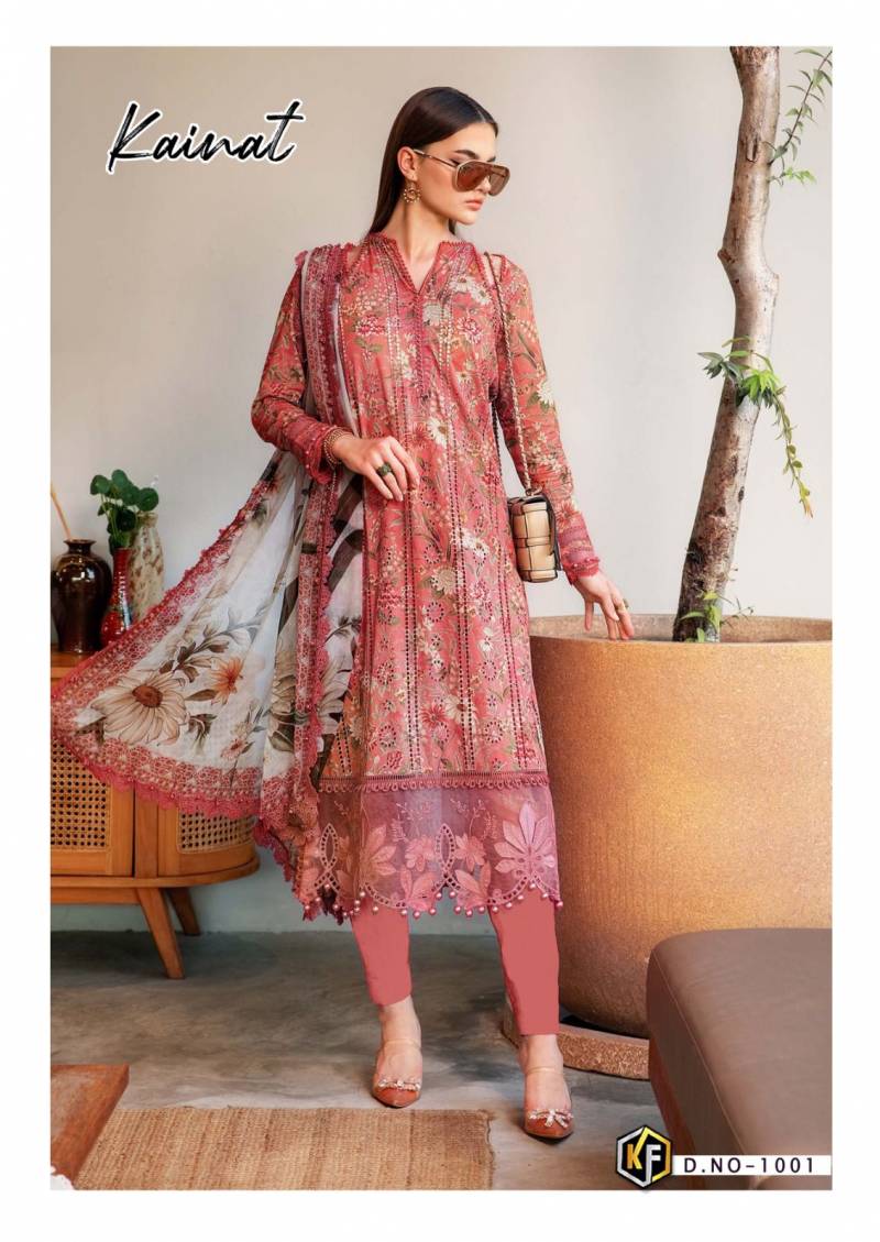 Keval Kainat Pakistani Lawn Readymade Suit Set | Pure Cotton Lawn with Heavy Lace Work & Dupatta