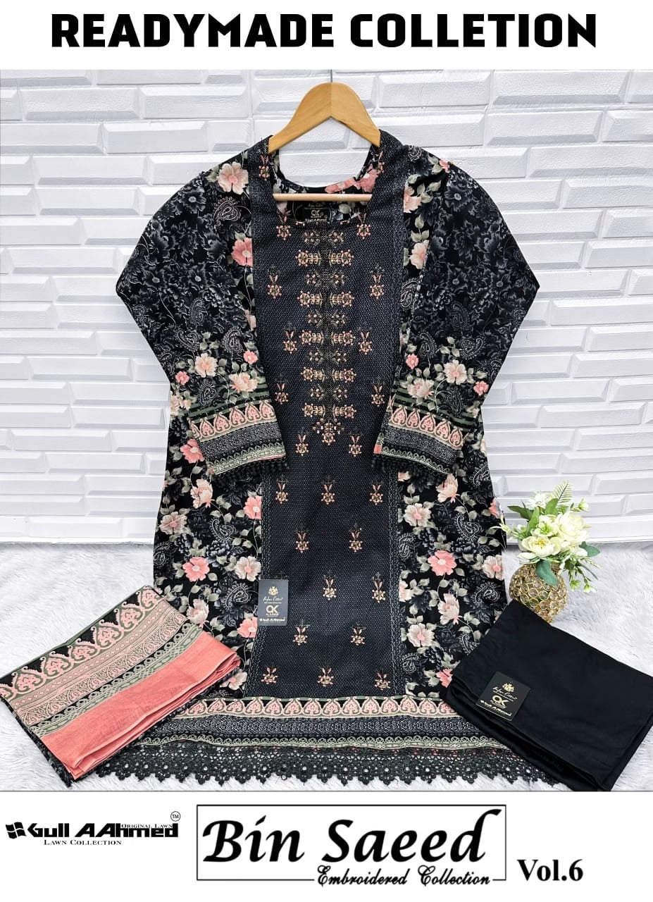 Keval Kainat Pakistani Lawn Readymade Suit Set | Pure Cotton Lawn with Heavy Lace Work & Dupatta