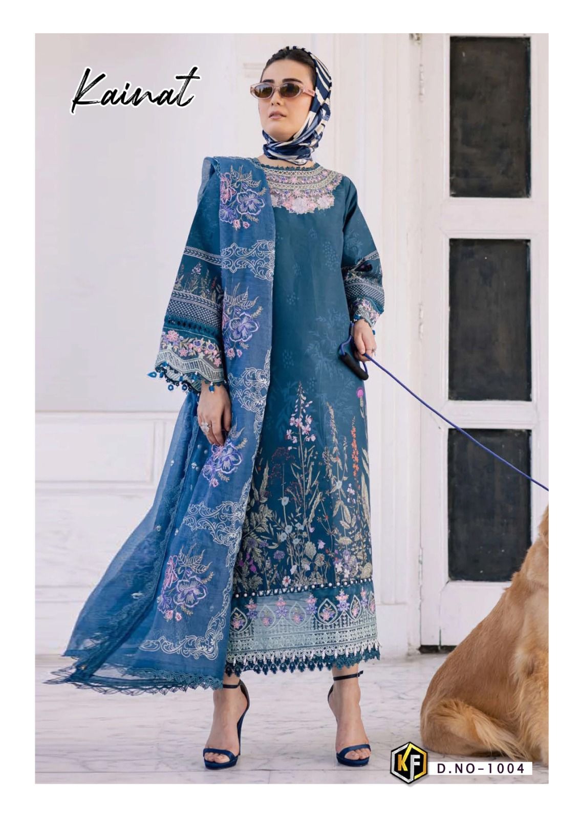 Keval Kainat Pakistani Lawn Readymade Suit Set | Pure Cotton Lawn with Heavy Lace Work & Dupatta