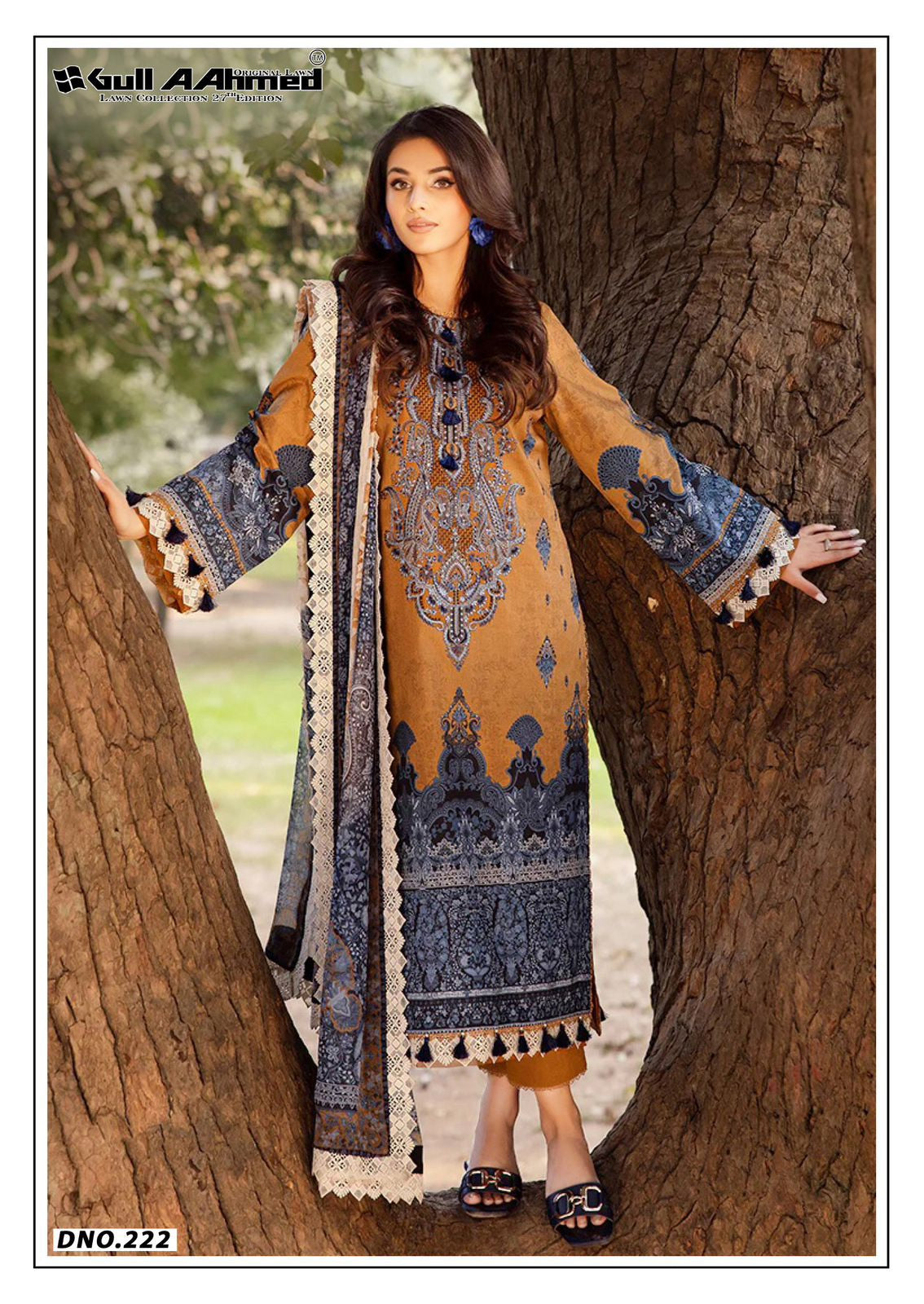 Gulahmed The Original Lawn - Pure Lawn Cotton Dress Material with Mal Mal Dupatta