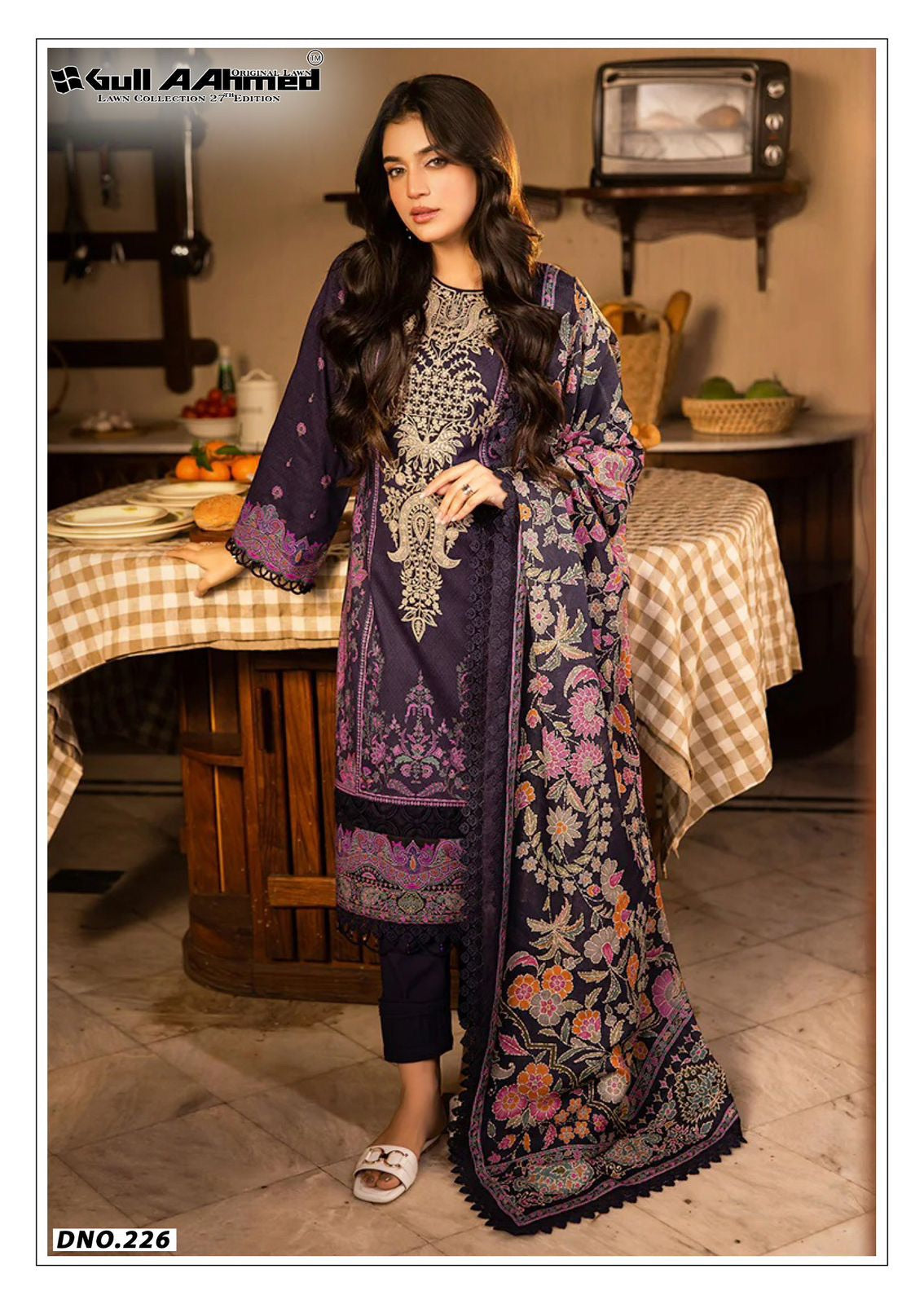 Gulahmed The Original Lawn - Pure Lawn Cotton Dress Material with Mal Mal Dupatta