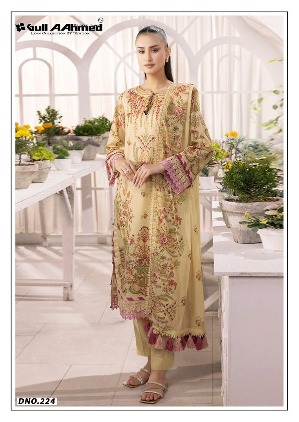 Gulahmed The Original Lawn - Pure Lawn Cotton Dress Material with Mal Mal Dupatta