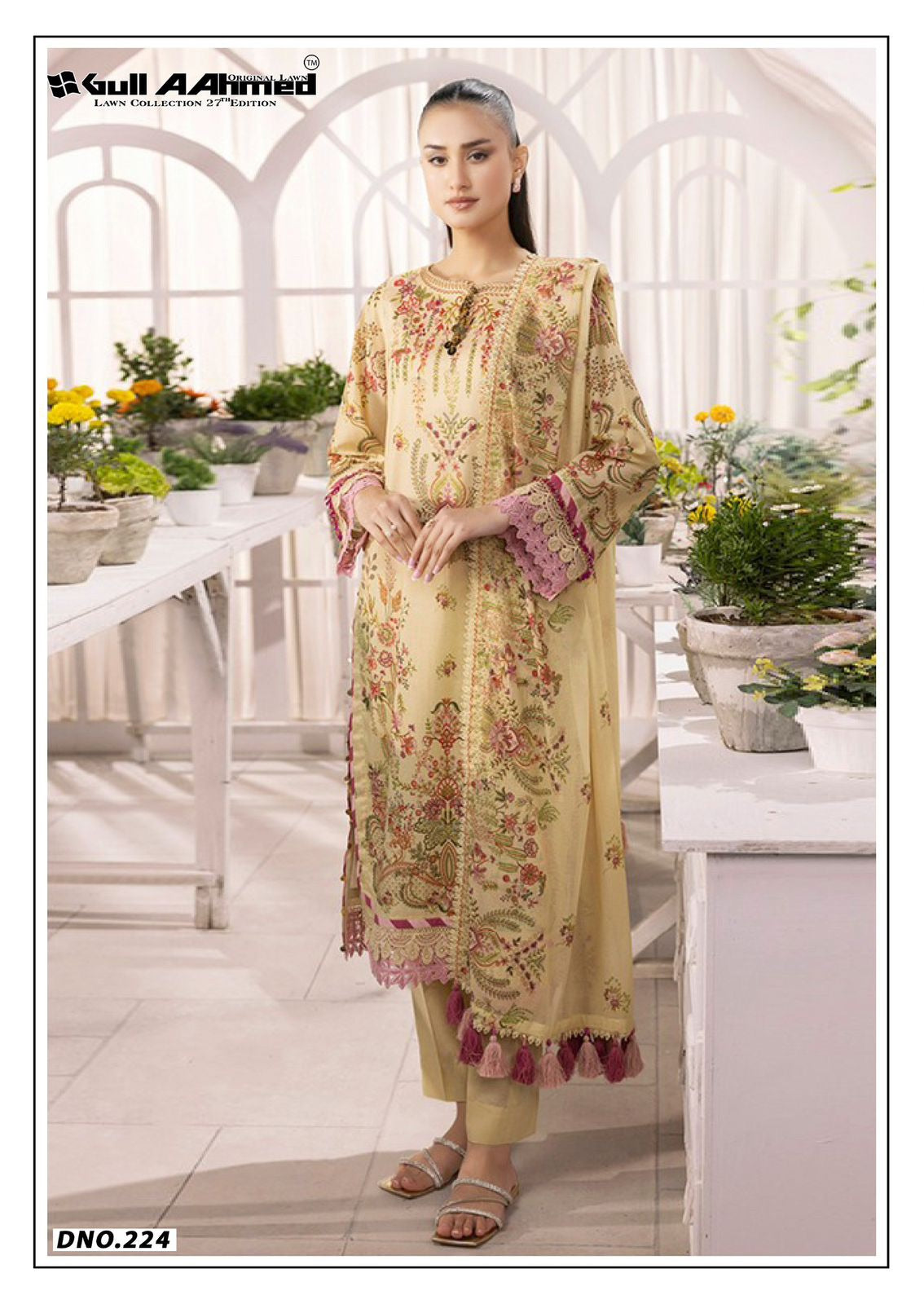 Gulahmed The Original Lawn - Pure Lawn Cotton Dress Material with Mal Mal Dupatta