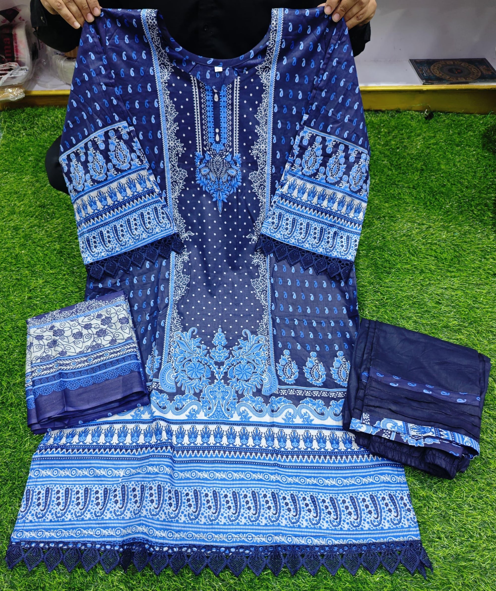 Gulahmed Azure Vol.3 Pakistani Lawn Readymade Suit with Lace Work & Cotton Dupatta