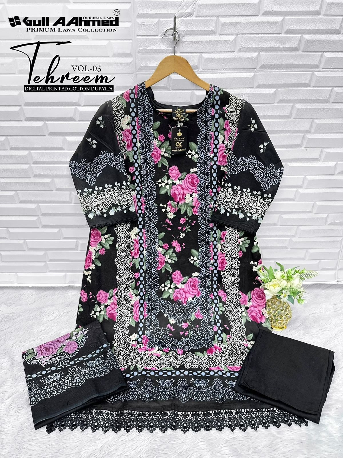Gulahmed Tehreen - Pakistani Lawn Readymade Suit Set with Dupatta - Pure Cotton Lawn Fabric