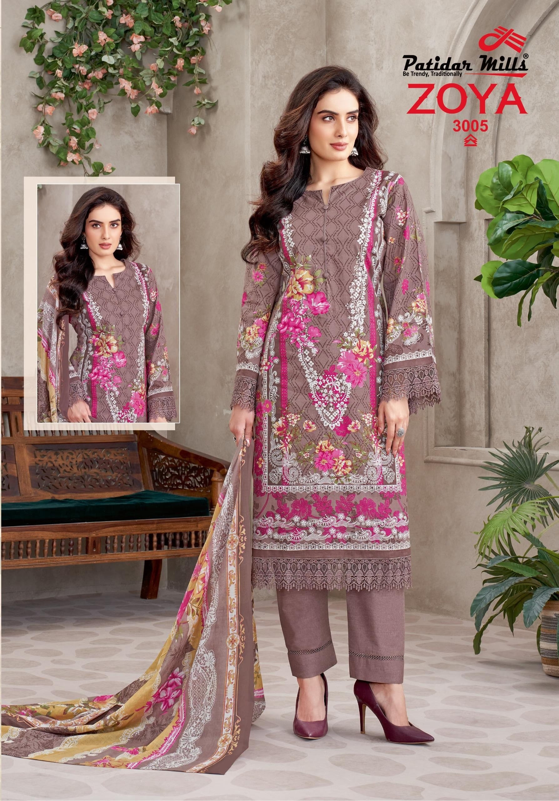 Zoya Exclusive Lawn Cotton Unstitched Dress Material for Women | Pure Cotton Bottom & Dupatta