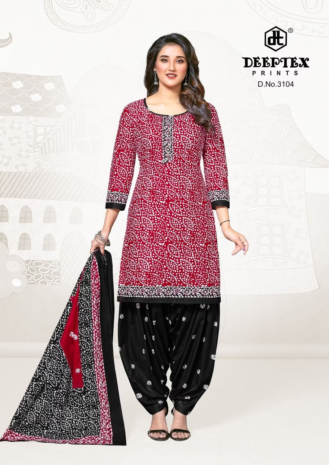 Deeptex - Pure Cotton Unstitched Dress Material with Printed Cotton Dupatta