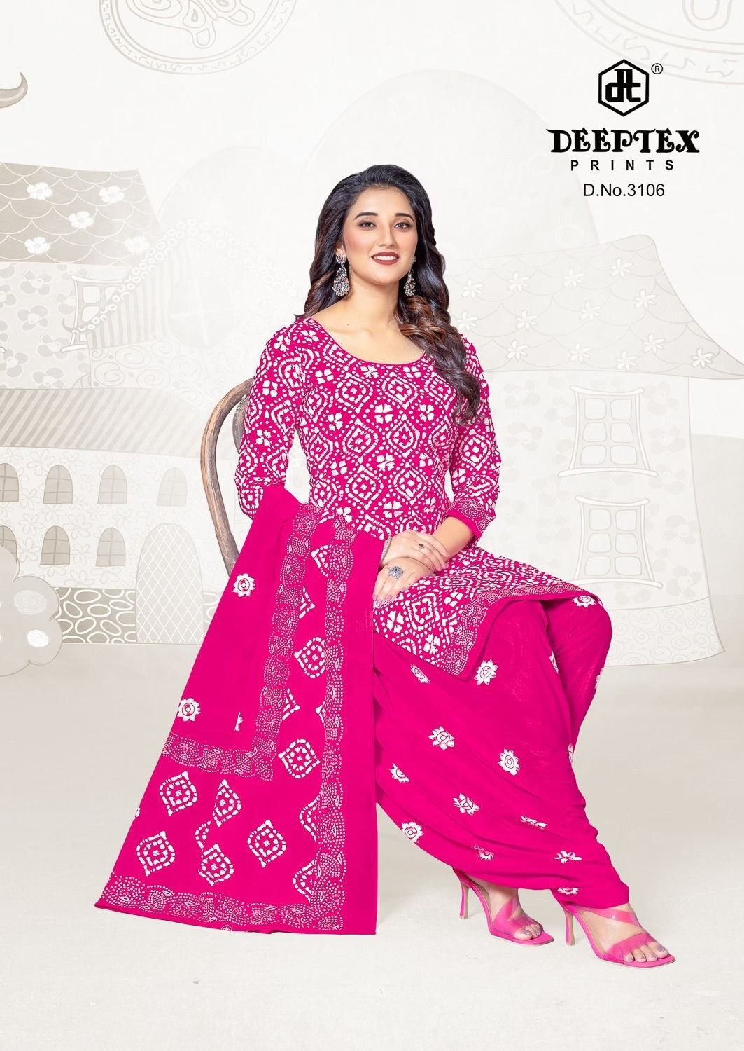 Deeptex - Pure Cotton Unstitched Dress Material with Printed Cotton Dupatta