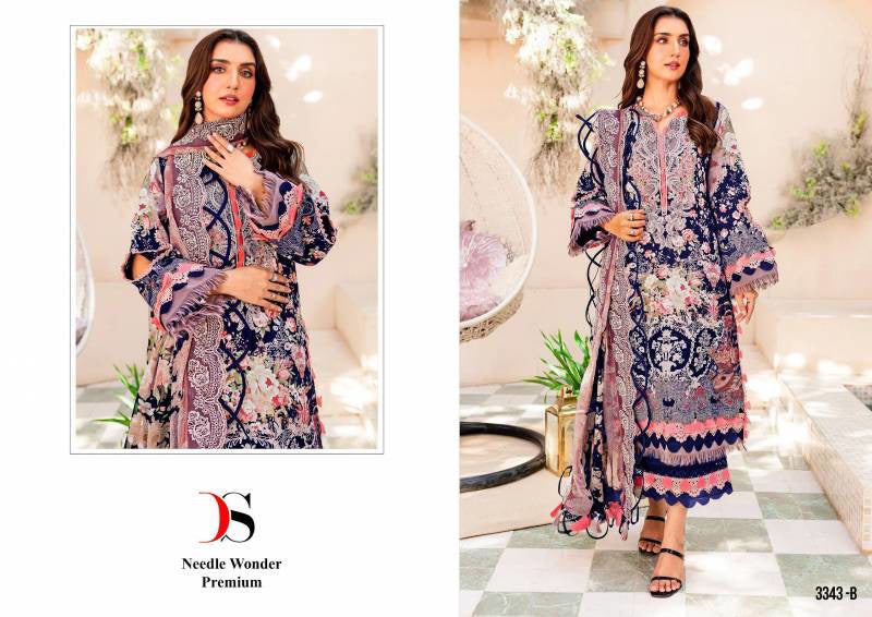 Deepsy Needle Wonder Cotton Embroidered Dress Material – Chiffon Bottom & Printed Dupatta
