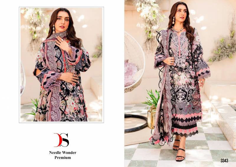 Deepsy Needle Wonder Cotton Embroidered Dress Material – Chiffon Bottom & Printed Dupatta