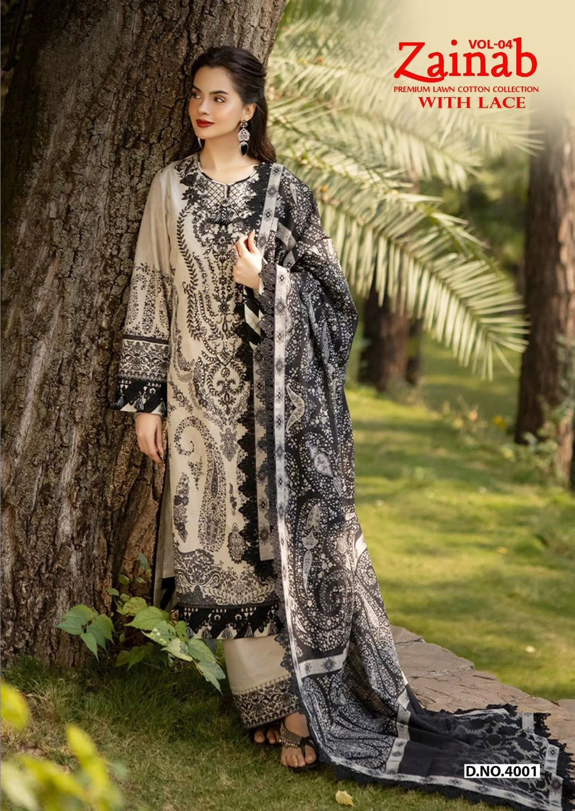 ZAINAB Lawn with Lace | Premium Heavy Lawn Embroidered Dress Material for Women