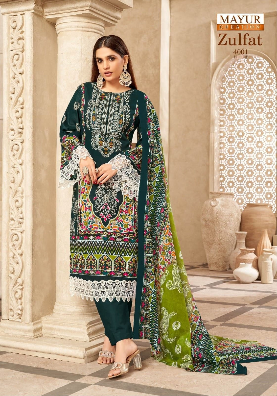 Mayur Zulfat - Premium Lawn Cotton Dress Material with Printed Cotton Dupatta
