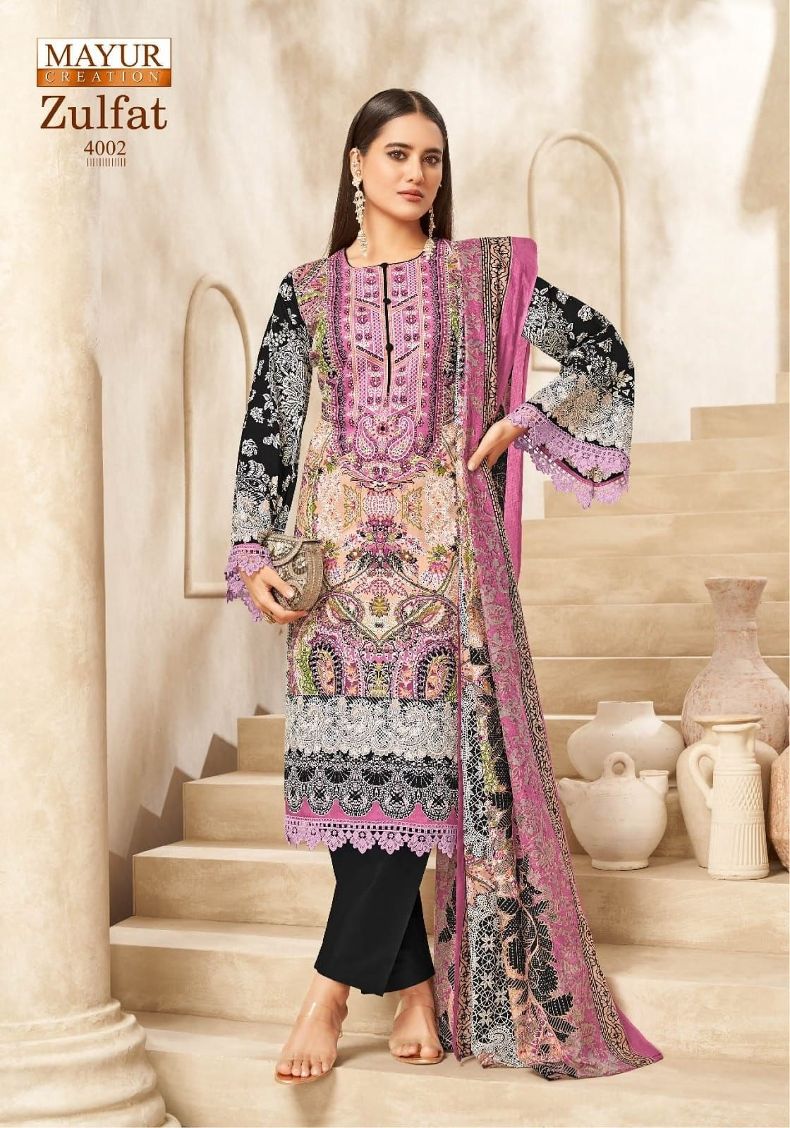Mayur Zulfat - Premium Lawn Cotton Dress Material with Printed Cotton Dupatta