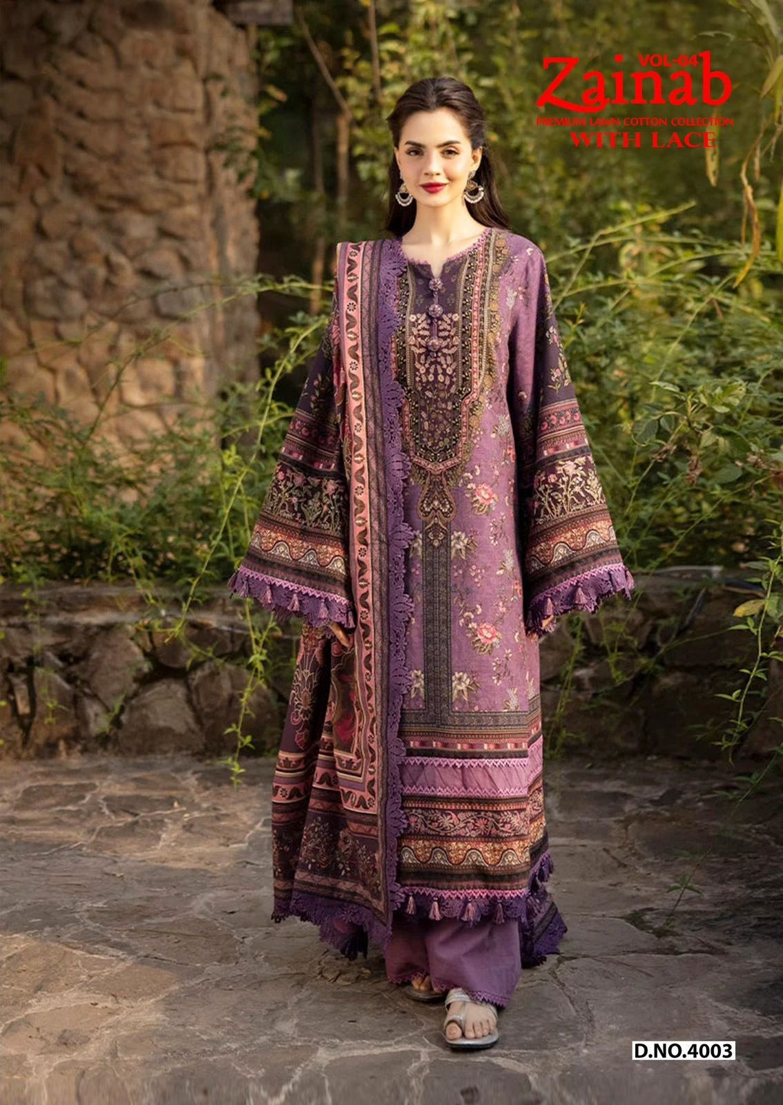 ZAINAB Lawn with Lace | Premium Heavy Lawn Embroidered Dress Material for Women