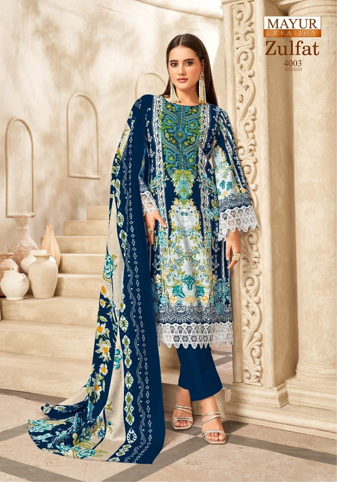 Mayur Zulfat - Premium Lawn Cotton Dress Material with Printed Cotton Dupatta