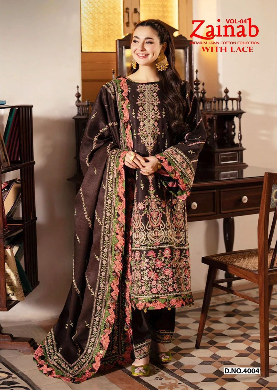 ZAINAB Lawn with Lace | Premium Heavy Lawn Embroidered Dress Material for Women