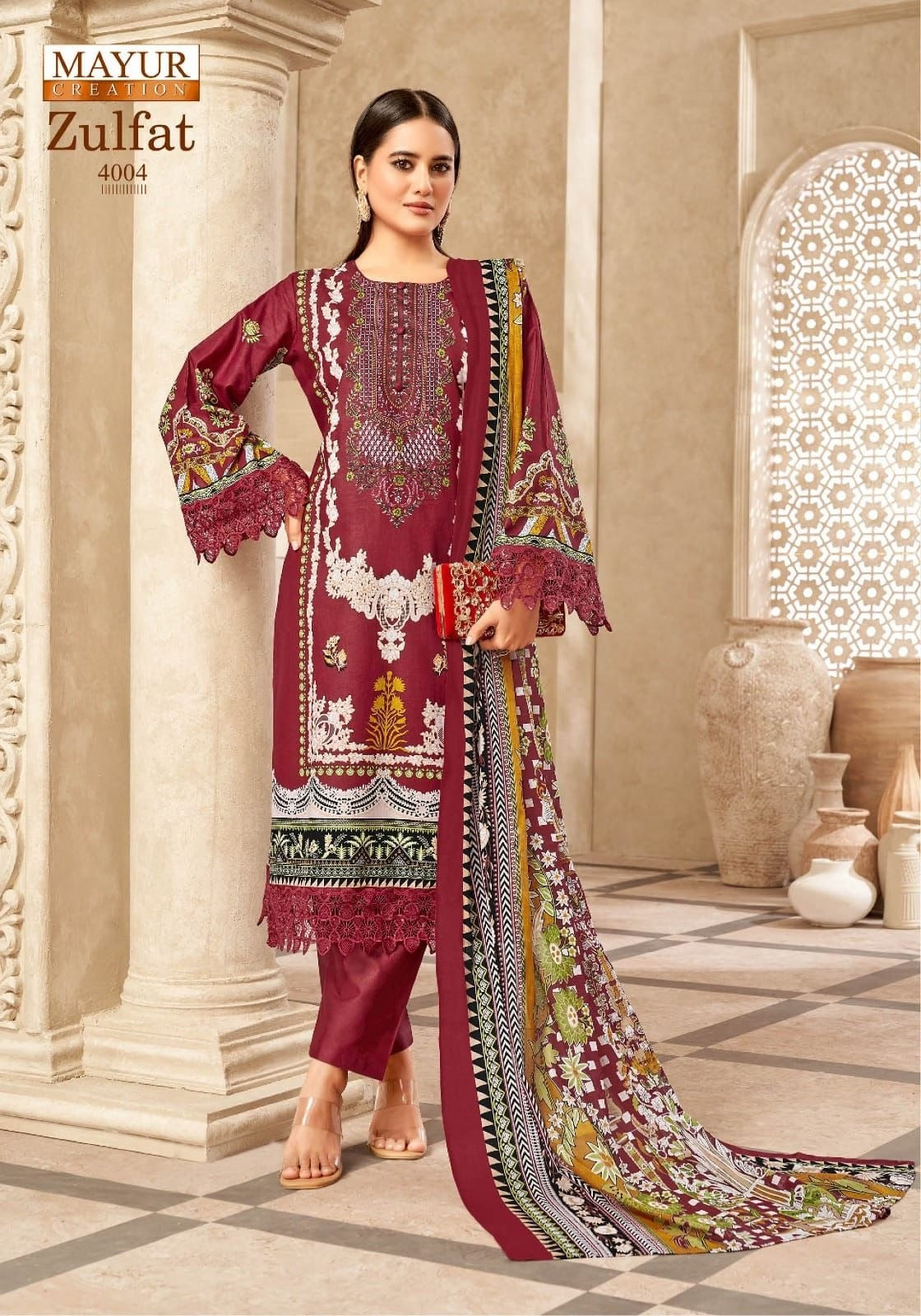 Mayur Zulfat - Premium Lawn Cotton Dress Material with Printed Cotton Dupatta