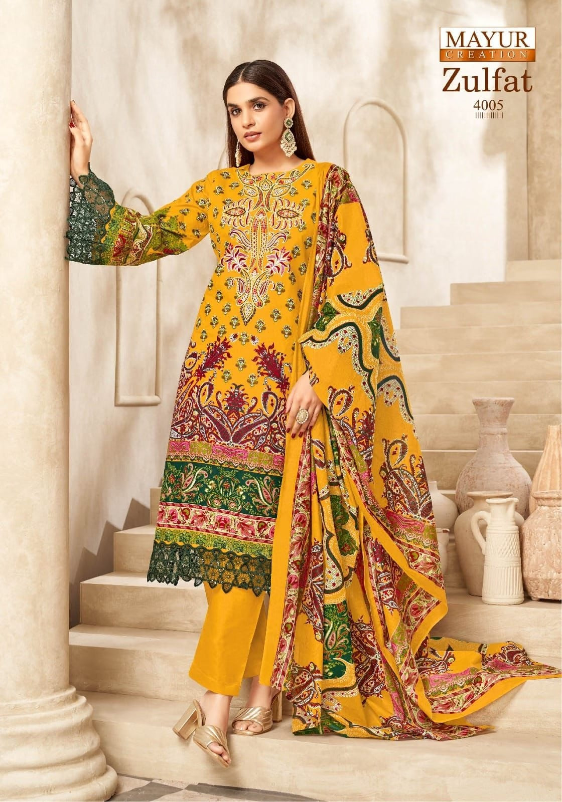 Mayur Zulfat - Premium Lawn Cotton Dress Material with Printed Cotton Dupatta