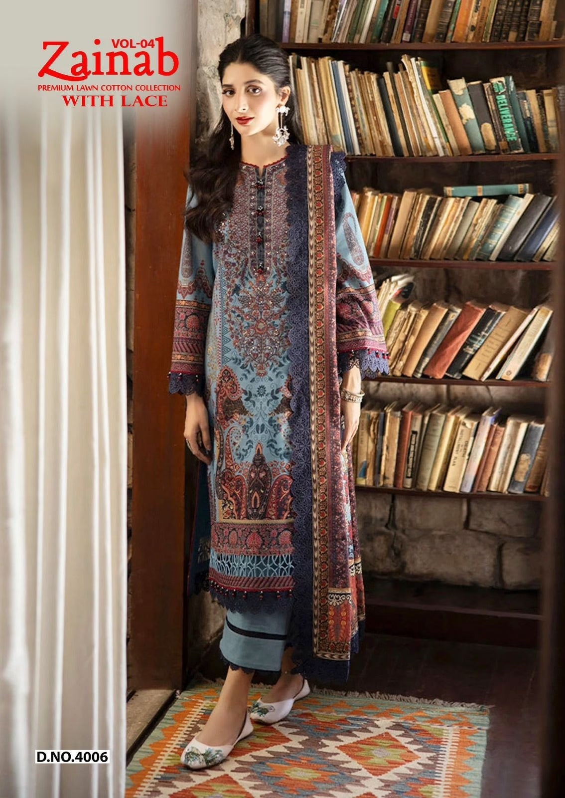 ZAINAB Lawn with Lace | Premium Heavy Lawn Embroidered Dress Material for Women
