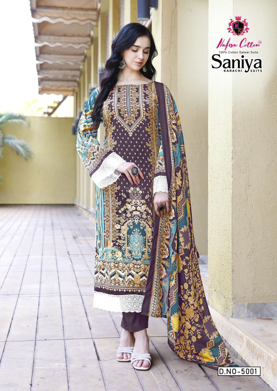 Nafisa Saniya Karachi Suits  – Pure Soft Cotton Printed Dress Material with Cotton Dupatta