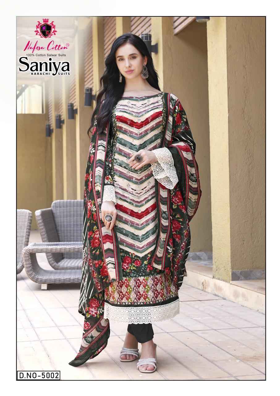 Nafisa Saniya Karachi Suits  – Pure Soft Cotton Printed Dress Material with Cotton Dupatta