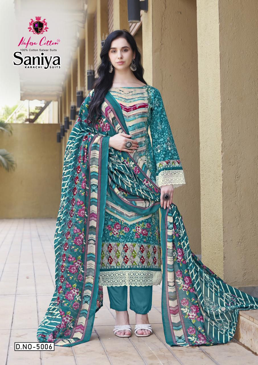 Nafisa Saniya Karachi Suits  – Pure Soft Cotton Printed Dress Material with Cotton Dupatta
