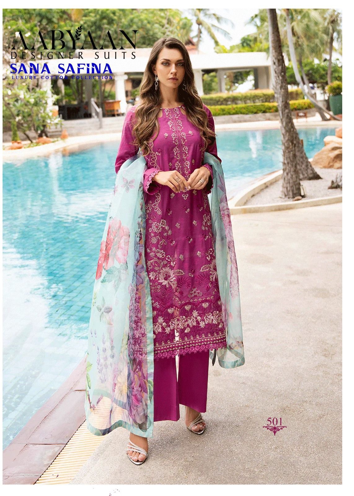 Sana Safina Karachi Style - Pure Cotton Printed Salwar Suit Dress Material