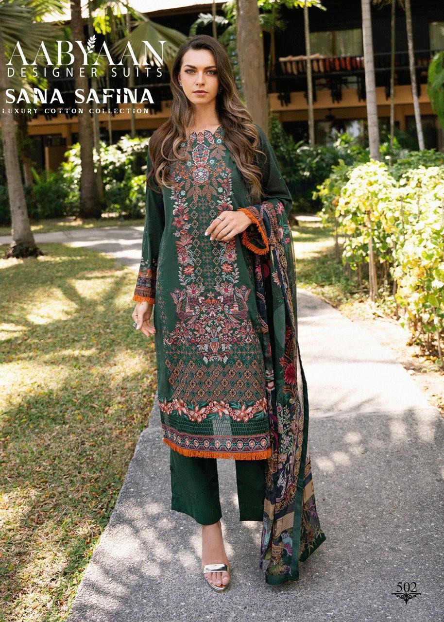 Sana Safina Karachi Style - Pure Cotton Printed Salwar Suit Dress Material
