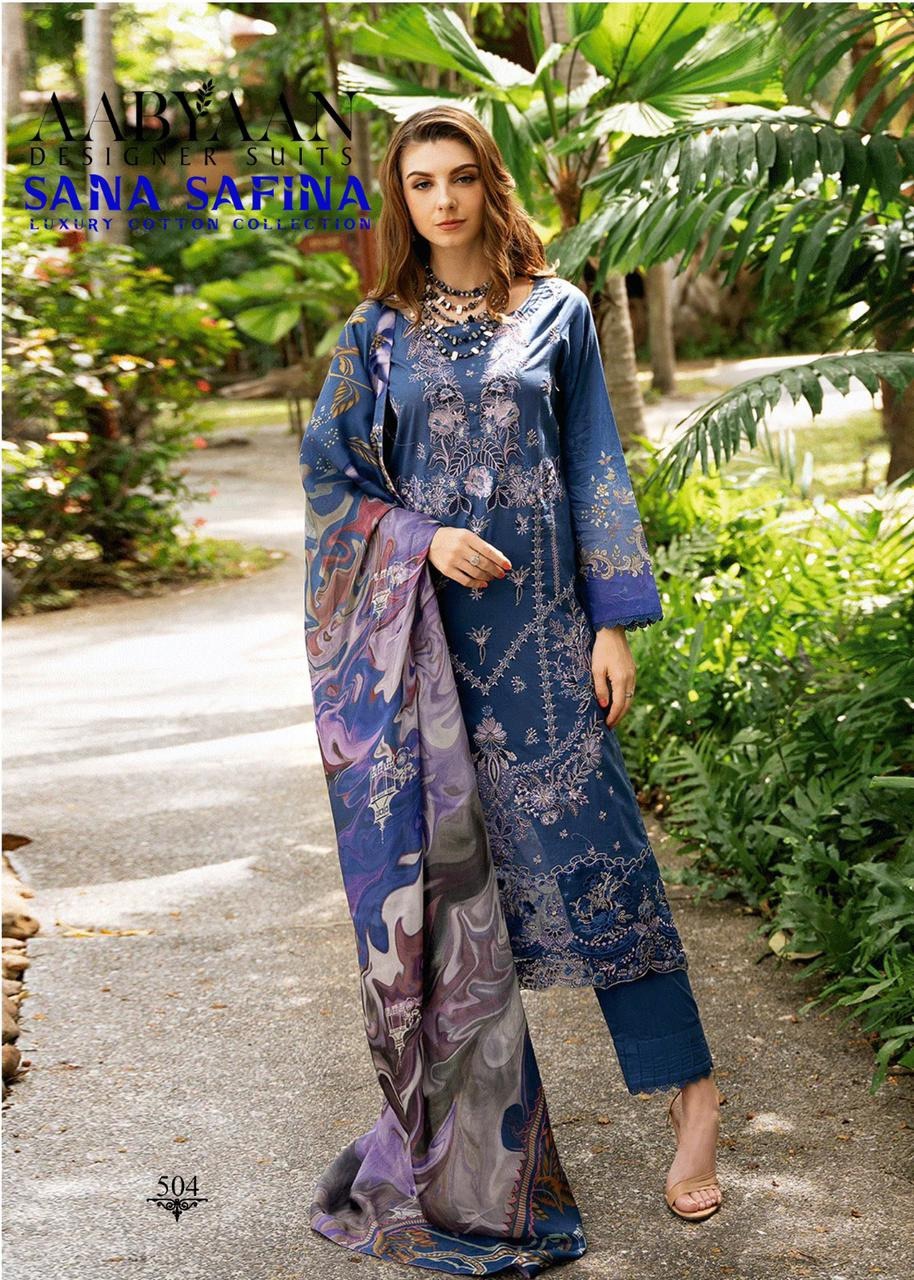 Sana Safina Karachi Style - Pure Cotton Printed Salwar Suit Dress Material