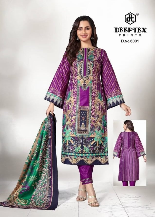 Deeptax Roohi Zaara - Premium Pure Cotton Unstitched Dress Material Set with Dupatta - Pakistani Lawn Dress