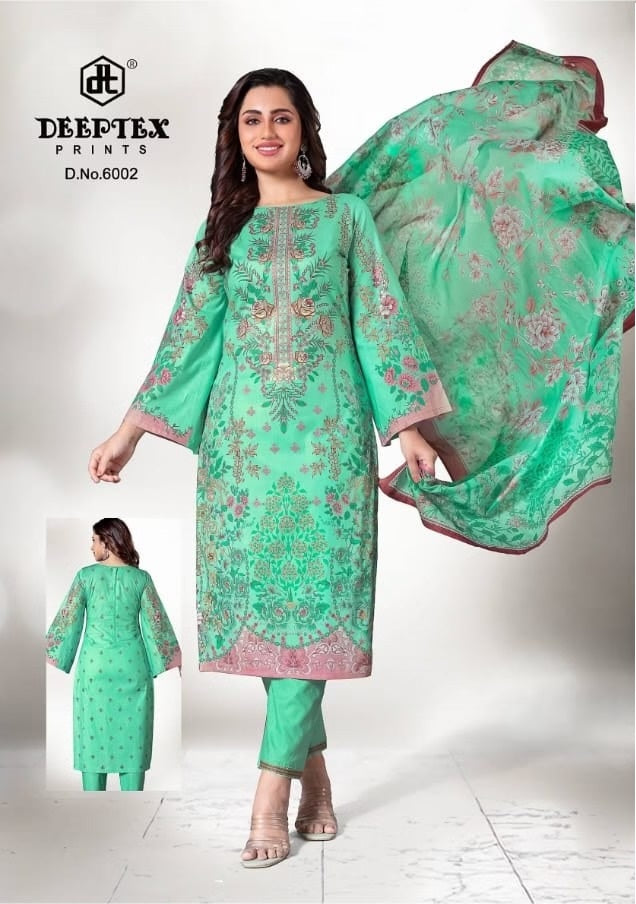 Deeptax Roohi Zaara - Premium Pure Cotton Unstitched Dress Material Set with Dupatta - Pakistani Lawn Dress