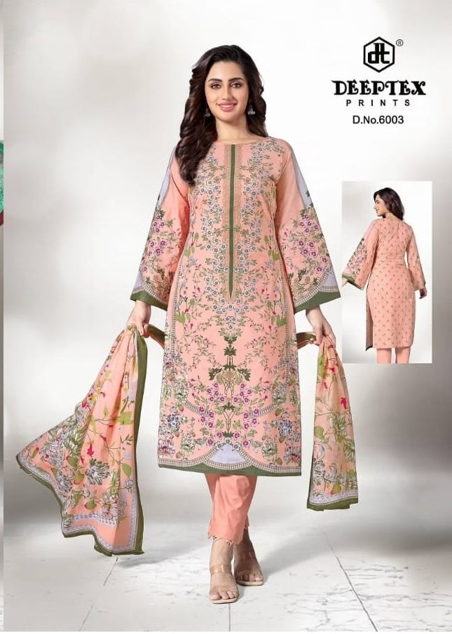 Deeptax Roohi Zaara - Premium Pure Cotton Unstitched Dress Material Set with Dupatta - Pakistani Lawn Dress