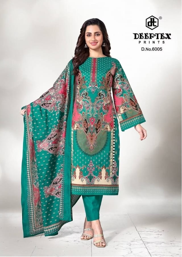 Deeptax Roohi Zaara - Premium Pure Cotton Unstitched Dress Material Set with Dupatta - Pakistani Lawn Dress